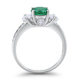Three Stone Wedding Ring Round Simulated Cubic Zirconia 925 Sterling Silver