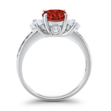 Three Stone Wedding Ring Round Simulated Cubic Zirconia 925 Sterling Silver