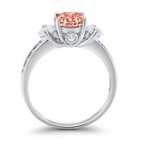 Three Stone Wedding Ring Round Simulated Cubic Zirconia 925 Sterling Silver