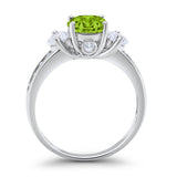 Three Stone Wedding Ring Round Simulated Cubic Zirconia 925 Sterling Silver