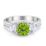 Three Stone Wedding Ring Round Simulated Cubic Zirconia 925 Sterling Silver
