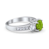 Three Stone Wedding Ring Round Simulated Cubic Zirconia 925 Sterling Silver