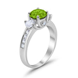 Three Stone Wedding Ring Round Simulated Cubic Zirconia 925 Sterling Silver