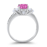 Three Stone Wedding Ring Round Simulated Cubic Zirconia 925 Sterling Silver