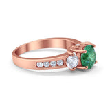 Three Stone Wedding Ring Round Simulated Cubic Zirconia 925 Sterling Silver