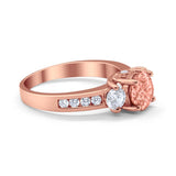 Three Stone Wedding Ring Round Simulated Cubic Zirconia 925 Sterling Silver