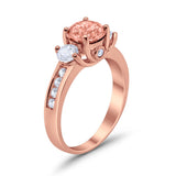 Three Stone Wedding Ring Round Simulated Cubic Zirconia 925 Sterling Silver