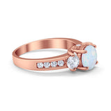 Three Stone Wedding Ring Round Simulated Cubic Zirconia 925 Sterling Silver