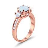 Three Stone Wedding Ring Round Simulated Cubic Zirconia 925 Sterling Silver
