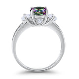 Three Stone Wedding Ring Round Simulated Cubic Zirconia 925 Sterling Silver