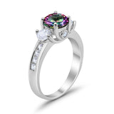 Three Stone Wedding Ring Round Simulated Cubic Zirconia 925 Sterling Silver
