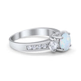 Three Stone Wedding Ring Round Simulated Cubic Zirconia 925 Sterling Silver
