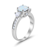Three Stone Wedding Ring Round Simulated Cubic Zirconia 925 Sterling Silver