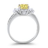 Three Stone Wedding Ring Round Simulated Cubic Zirconia 925 Sterling Silver