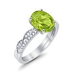 Two Piece Art Deco Oval Solid Engagement Ring Simulated CZ 925 Sterling Silver