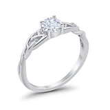 Solitaire Trinity Engagement Ring Simulated Cubic Zirconia 925 Sterling Silver