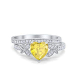 Two Piece Heart Promise Wedding Ring Simulated Cubic Zirconia 925 Sterling Silver