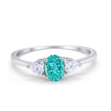 3-Stone Fashion Promise Ring Oval Simulated Cubic Zirconia 925 Sterling Silver