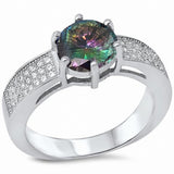 Solitaire Accent Wedding Ring Round Simulated Cubic Zirconia 925 Sterling Silver