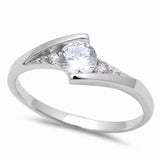 Baby Ring Round Simulated Cubic Zirconia 925 Sterling Silver (7MM)