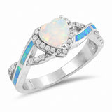 Halo Infinity Shank Heart Promise Ring Created Opal CZ 925 Sterling Silver