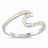 Wave Ring Created Opal 925 Sterling Silver (8 mm)