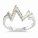 Zig Zag Band Ring Created Opal 925 Sterling Silver