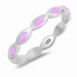 Marquise Band Lab Created Opal Ring 925 Sterling Silver (3mm)