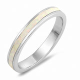 3mm Wedding Band Lab Created Opal 925 Sterling Silver