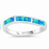 Half Eternity Style Lab Created Opal Band 925 Sterling Silver (4 mm)