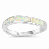 Half Eternity Style Lab Created Opal Band 925 Sterling Silver (4 mm)