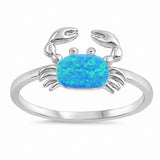 Crab Ring Created Opal 925 Sterling Silver Choose Color