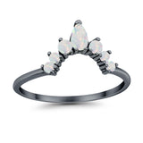 Curved Band Thumb Rings Pear Lab Created Opal Cubic Zirconia 925 Sterling Silver