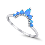 Curved Band Thumb Rings Pear Lab Created Opal Cubic Zirconia 925 Sterling Silver