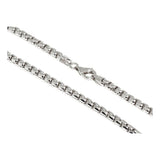 Round Box Chain Rhodium Plated