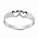 Interlocking Double Heart Band Ring 925 Sterling Silver Choose Color