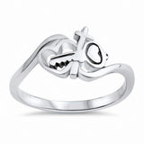 Heart Cross Key Ring Band Solid 925 Sterling Silver Choose Color