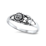 Sun and Moon Ring Solid 925 Sterling Silver Sun Moon Ring oxidized Antique Finish Sun & Moon Jewelry Ritual Gift Size 4-16