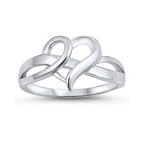Fashion Swirl Heart Promise Ring Band 925 Sterling Silver - Blue Apple Jewelry