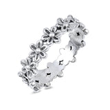 6mm Flower Band Ring 925 Sterling Silver Simple Plain - Blue Apple Jewelry