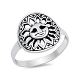 Smiling Sun Ring Band 925 Sterling Silver Simple Plain Sun Ring