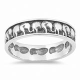 5mm Sideways Elephant Band Ring 925 Sterling Silver Lucky Elephants