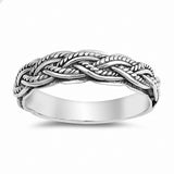 6mm Multi Braided Twisted Rope Ring Unisex 925 Sterling Silver
