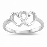 Double Heart Band Ring 925 Sterling Silver Choose Color
