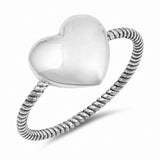 Heart Braided Cable Twisted Band Ring Oxidized Design 925 Sterling Silver Choose Color
