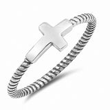 Oxidized Design Braided Cable Band Sideways Cross Band Ring 925 Sterling Silver Choose Color