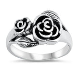 Roses Flower Band Ring 925 Sterling Silver Choose Color
