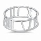 Roman Numeral Band Ring 925 Sterling Silver Choose Color
