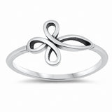 Celtic Sideways Cross Ring Loop Band Solid 925 Sterling Silver Choose Color