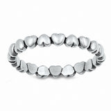 3mm Eternity Style Hearts Band Ring 925 Sterling Silver Choose Color